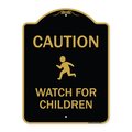 Signmission Designer Series-Caution Watch For Children Black & Gold, 24" x 18", BG-1824-9860 A-DES-BG-1824-9860